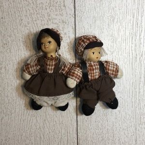 Vintage Hand Painted Fabric Dolls